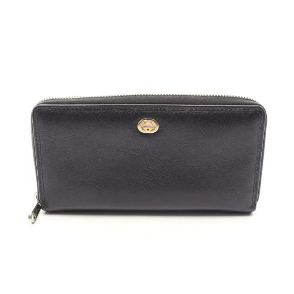 Gucci Round Long Wallet Leather Black